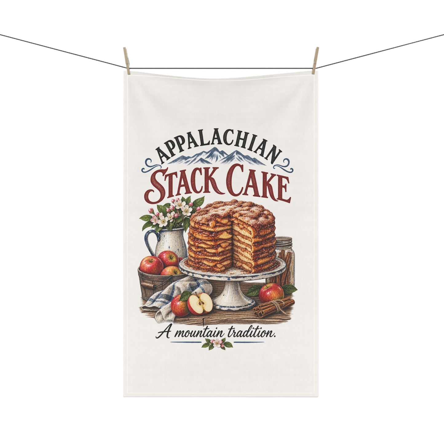 Appalachian Stack Cake Tea Towel — 'A Mountain Tradition' Kitchen Linen