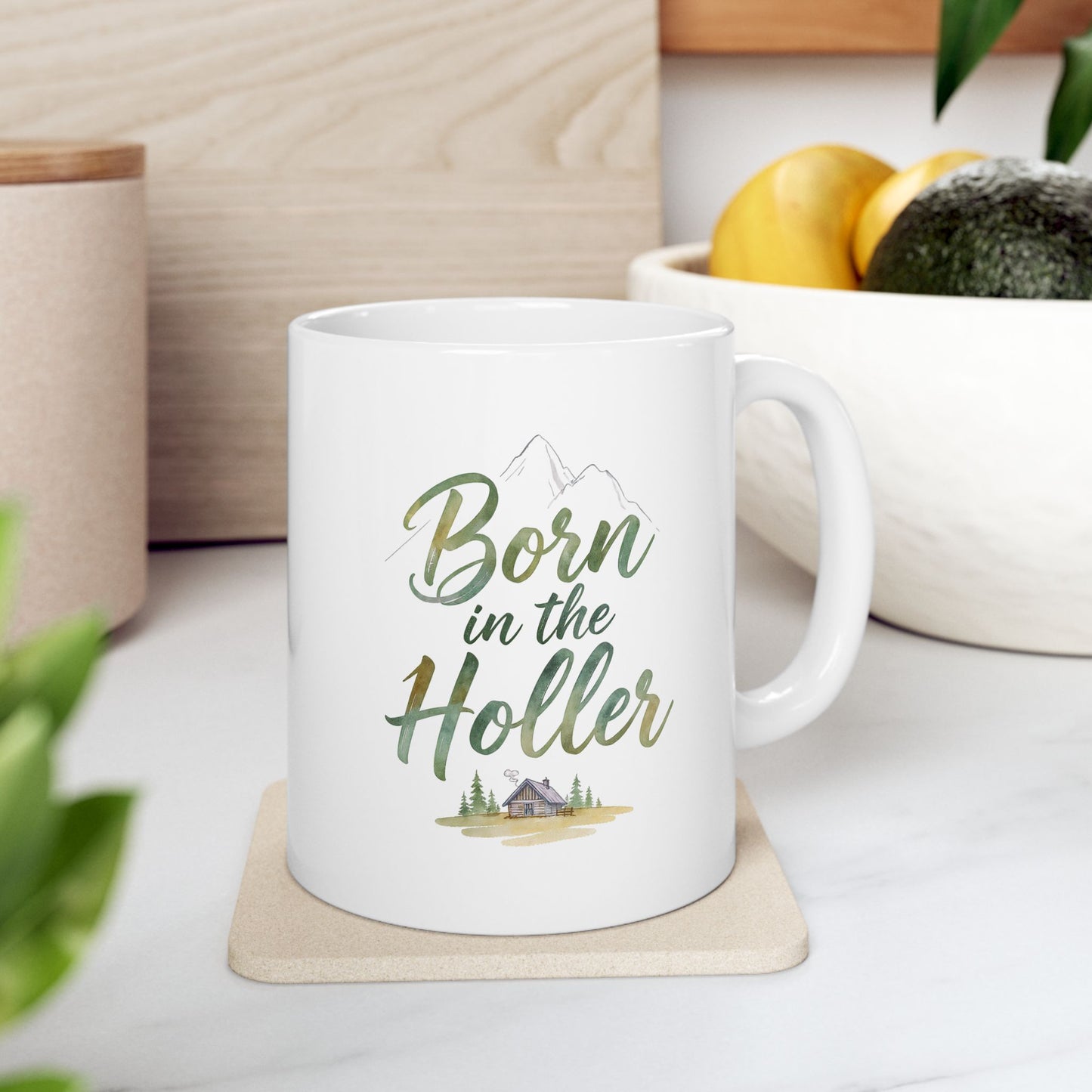 Born in the Holler design 3 Ceramic Mug – Rustic Country Coffee Cup (11oz, 15oz)
