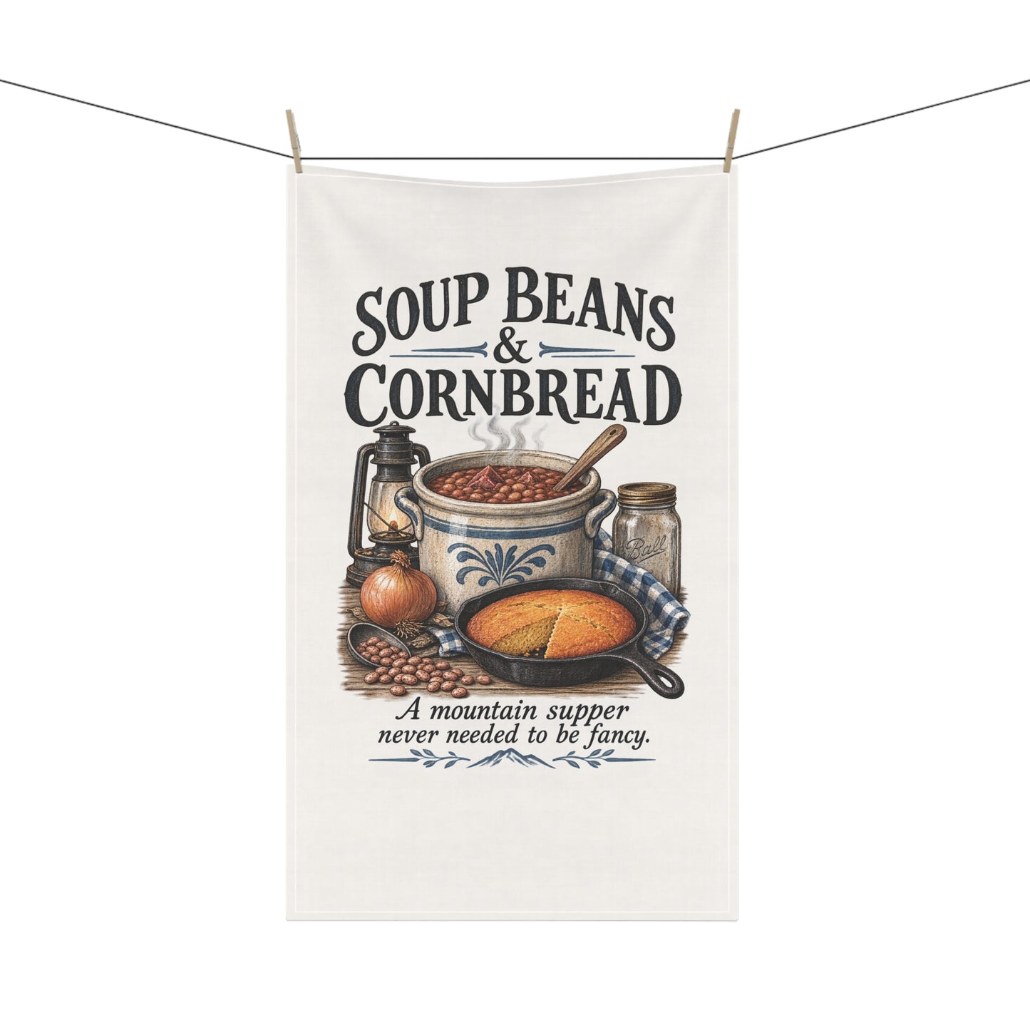 Soup Beans & Cornbread Tea Towel – Rustic Mountain Supper Kitchen Towel