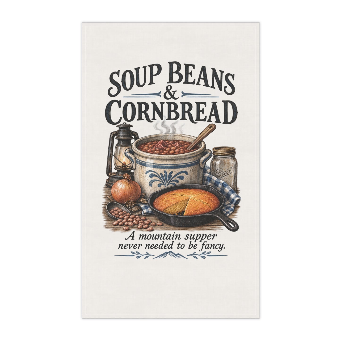 Soup Beans & Cornbread Tea Towel – Rustic Mountain Supper Kitchen Towel
