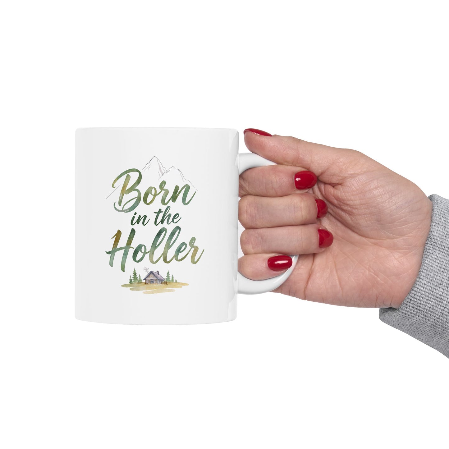 Born in the Holler design 3 Ceramic Mug – Rustic Country Coffee Cup (11oz, 15oz)