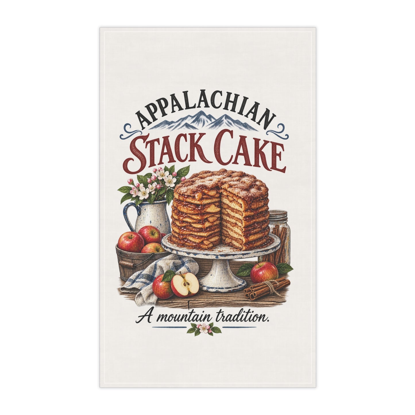Appalachian Stack Cake Tea Towel — 'A Mountain Tradition' Kitchen Linen